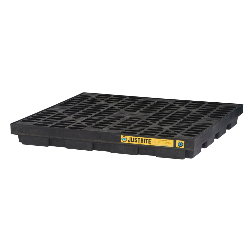 Justrite® cubeta de retención plano de PE, 4 x 200 l, capacidad 185 l, negro Imagen del producto: Justrite® cubeta de retención plano de PE, 4 x 200 l, capacidad 185 l, negro