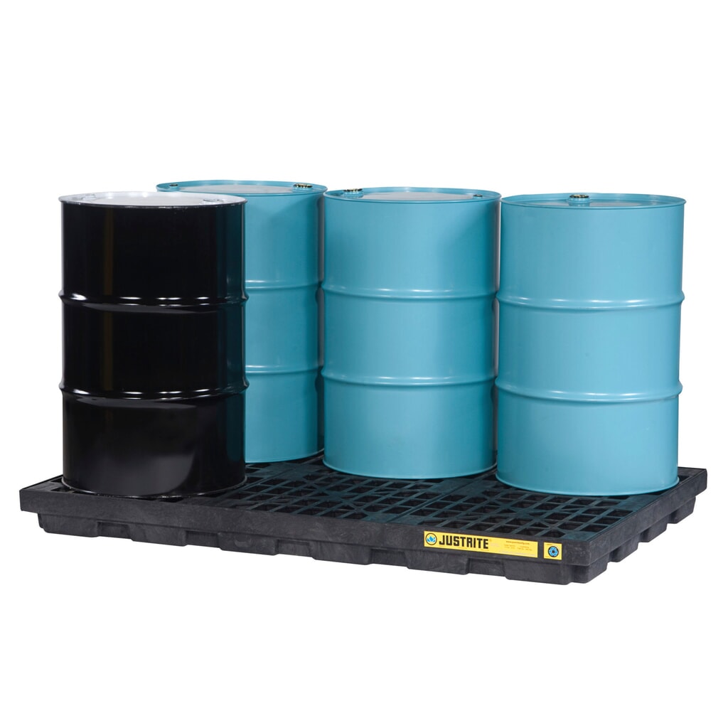 Imagen del producto: Justrite® cubeta de retención plano de PE, 6 x 200 l, capacidad 276 l, negro