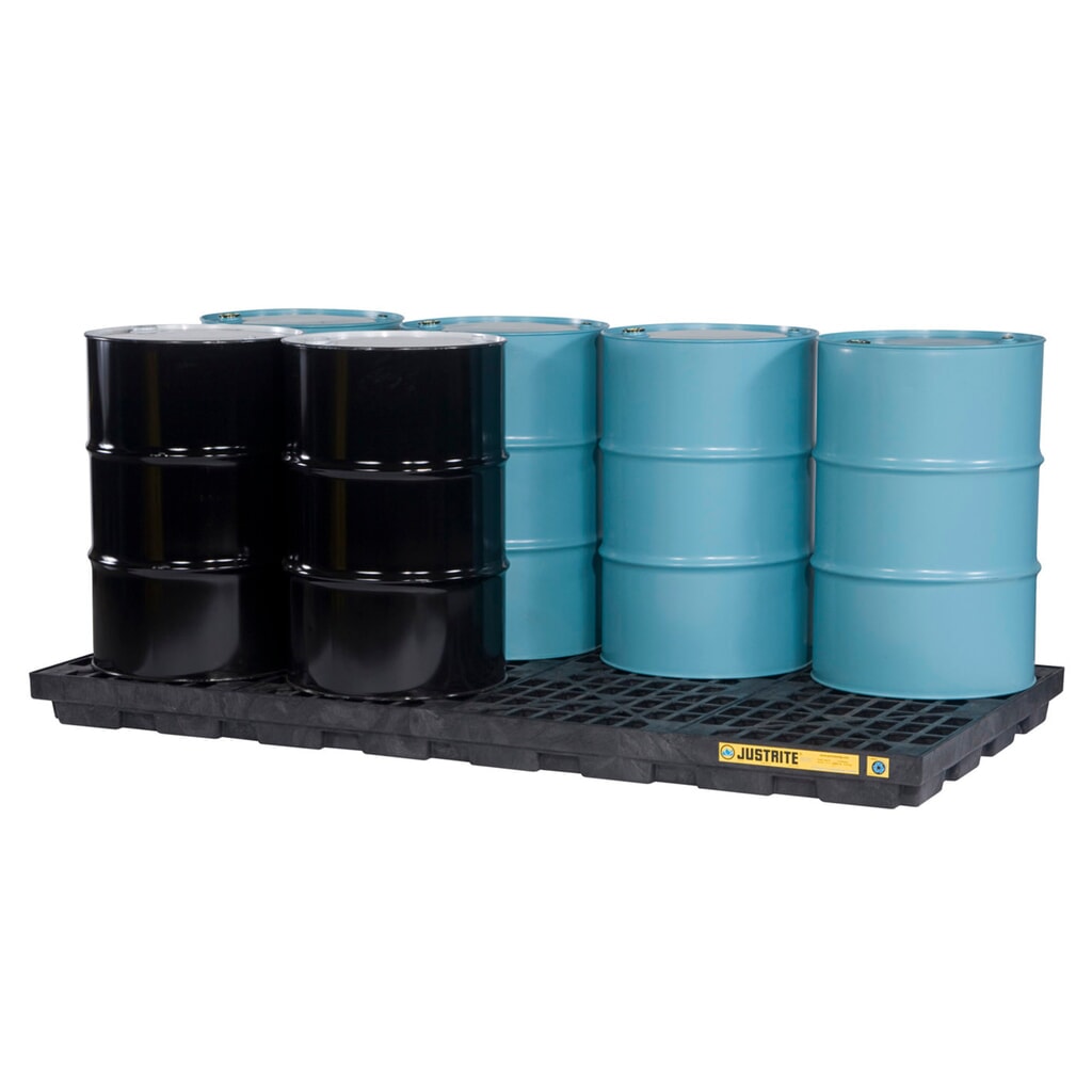 Imagen del producto: Justrite® cubeta de retención plano de PE, 8 x 200 l, capacidad 371 l, negro