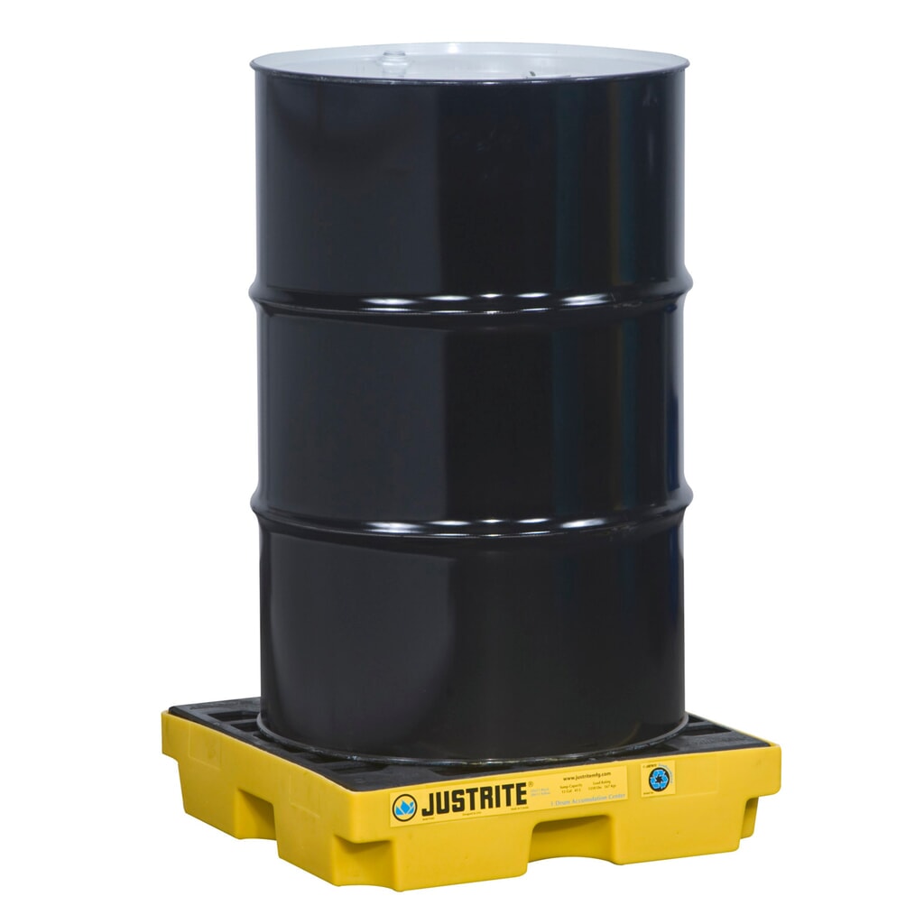 Imagen del producto: Justrite® cubeta de retención plano de PE, 1 x 200 l, capacidad 45 l, amarillo