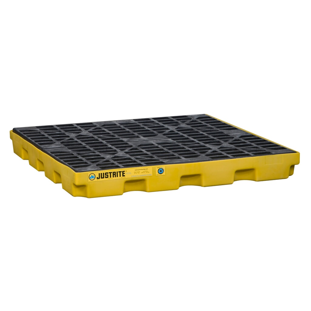 Imagen del producto: Justrite® cubeta de retención plano de PE, 4 x 200 l, capacidad 185 l, amarillo
