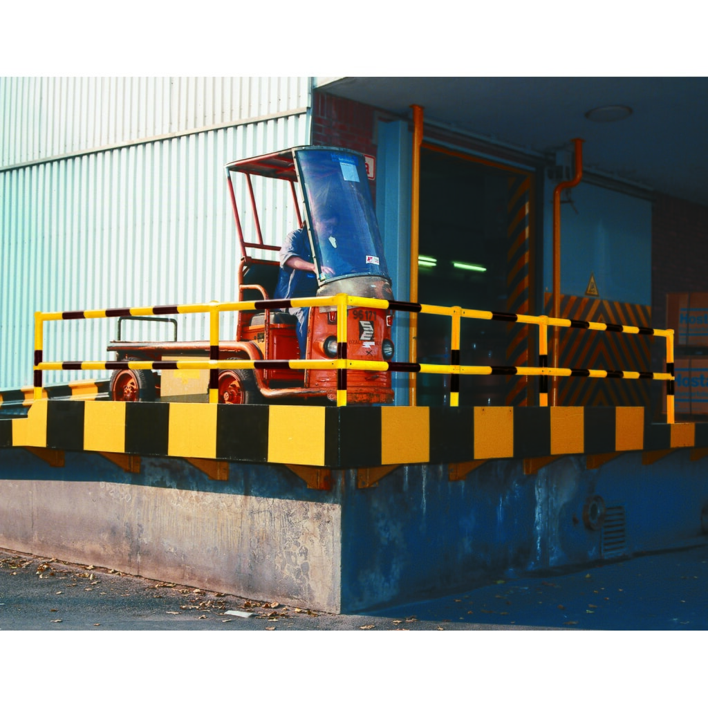 Número de imagen del producto 7: Barandilla sistema MORION, tubo transversal, Ø 60 mm, longitud 1.000 mm, paso 1,170 mm, galvanizado en caliente y pintado, rojo/blanco