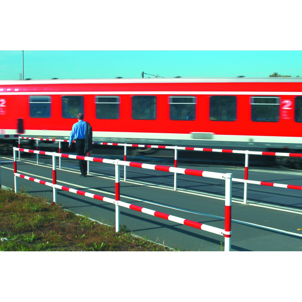 Número de imagen del producto 8: Barandilla sistema MORION, tubo transversal, Ø 60 mm, longitud 1.000 mm, paso 1,170 mm, galvanizado en caliente y pintado, rojo/blanco