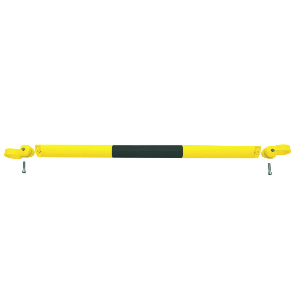 Número de imagen del producto 1: Barandillas del sistema MORION, tubo transversal, Ø 60 mm, longitud 1.000 mm, paso 1,170 mm, galvanizado en caliente y pintado, negro/amarillo