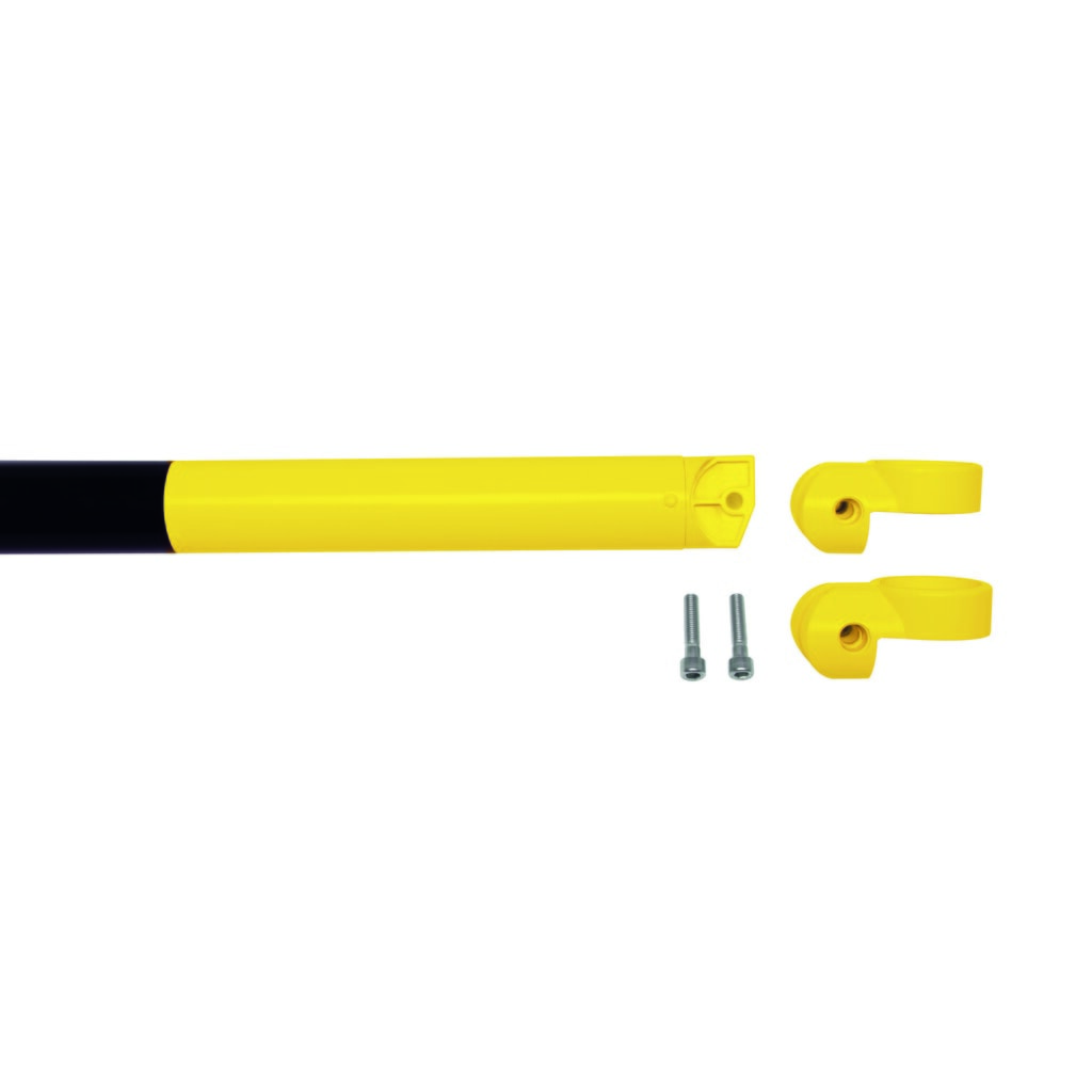 Número de imagen del producto 2: Barandillas del sistema MORION, tubo transversal, Ø 60 mm, longitud 1.000 mm, paso 1,170 mm, galvanizado en caliente y pintado, negro/amarillo