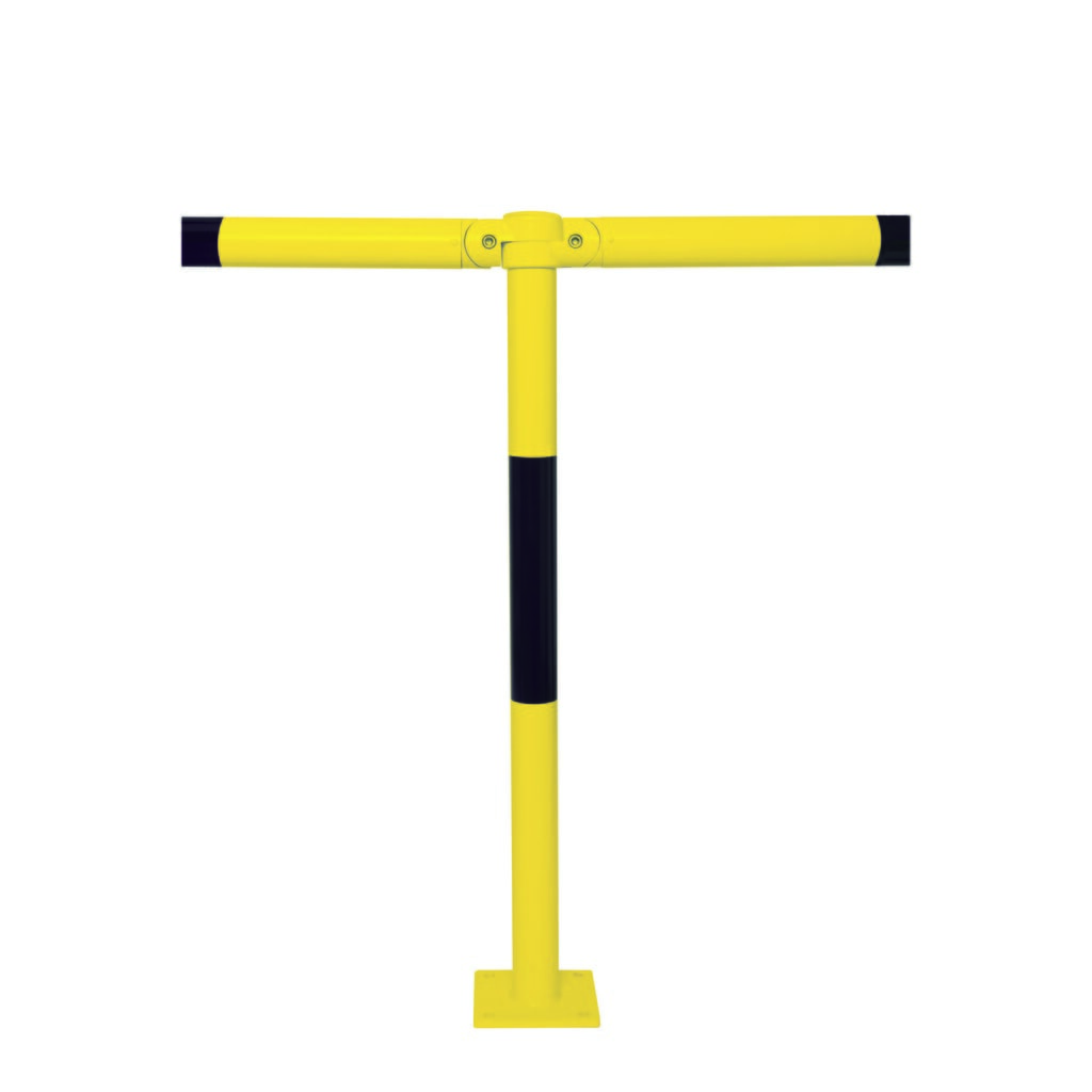 Número de imagen del producto 3: Barandillas del sistema MORION, tubo transversal, Ø 60 mm, longitud 1.000 mm, paso 1,170 mm, galvanizado en caliente y pintado, negro/amarillo