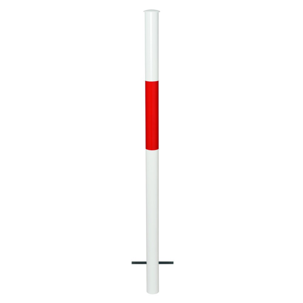 Número de imagen del producto 1: Barandillas del sistema URBAN, tubo basculante, Ø 60 mm, altura por encima del pasillo 1.000 mm, para engarzar en hormigón, galvanizado en caliente y pintado, rojo/blanco