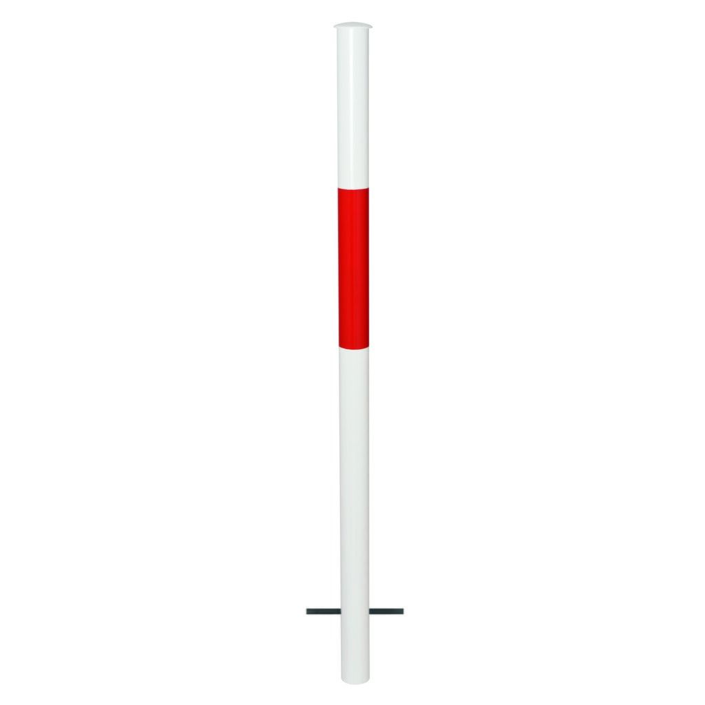 Número de imagen del producto 1: Barandillas del sistema URBAN, tubo basculante, Ø 60 mm, altura por encima del pasillo 1.000 mm, para engarzar en hormigón, galvanizado en caliente y pintado, rojo/blanco