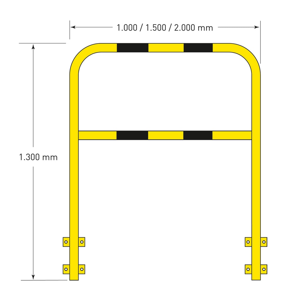 Número de imagen del producto 5: barra|viga de protección, interior, fijación lateral, alto x ancho 1.300 x 2.000 mm