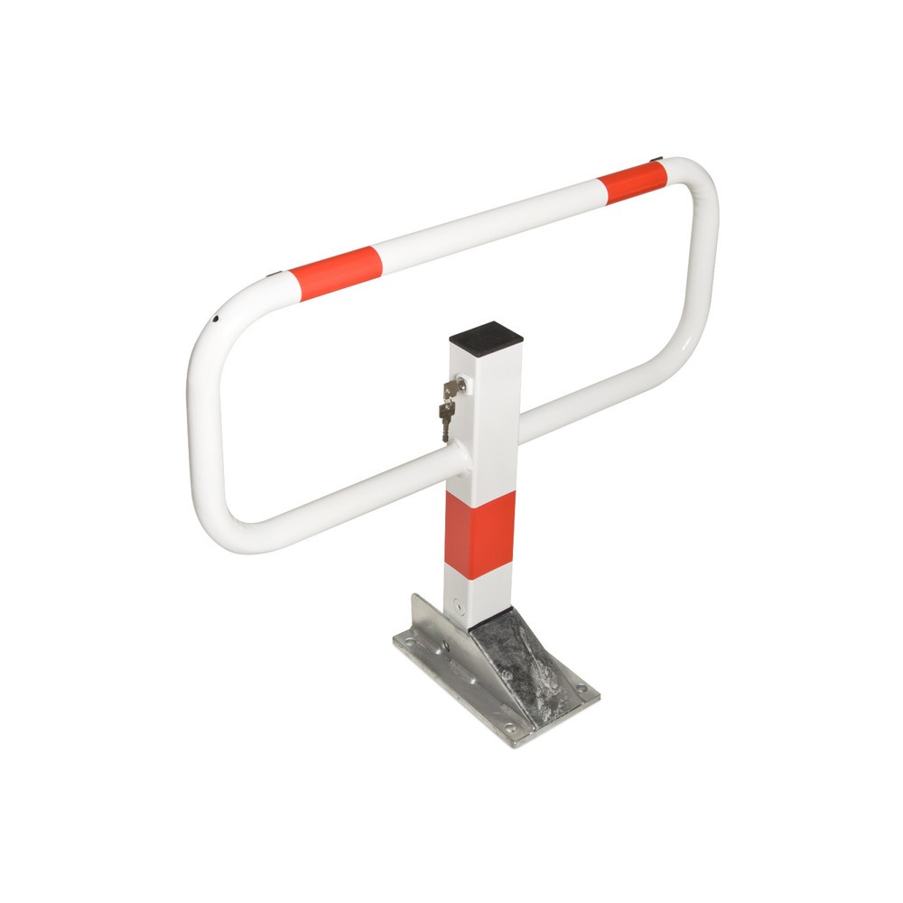 Número de imagen del producto 1: Barrera abatible Plus, blanca con reflectores, para empotrar en hormigón