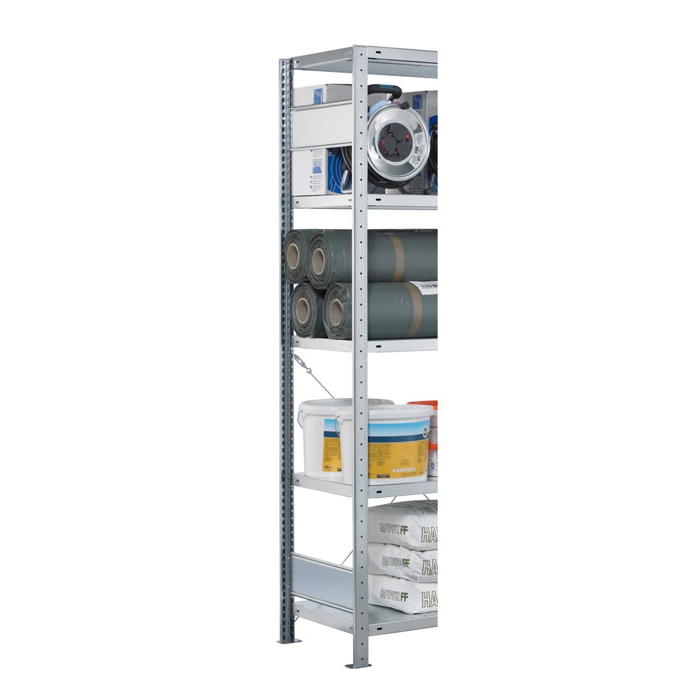 Número de imagen del producto 2: Bastidor con perfil en T MULTIplus para estantería de cargas pequeñas SCHULTE, galvanizado, premontado, 2 limitadores de fondo, H x L 2.000 x 600 mm
