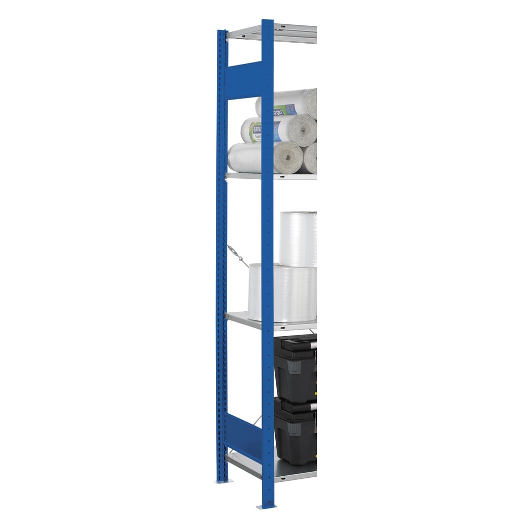 Número de imagen del producto 2: Bastidor con perfil en T MULTIplus para estantería de cargas pequeñas SCHULTE, azul genciana, premontado, 2 limitadores de fondo, H x L 2.000 x 400 mm