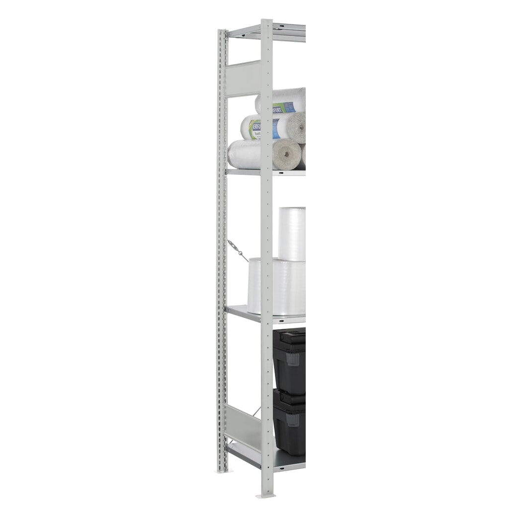 Bastidor con perfil en T MULTIplus para estantería de cargas pequeñas SCHULTE, gris claro, premontado, 2 limitadores de fondo, H x L 2.000 x 400 mm Número de imagen del producto 2: Bastidor con perfil en T MULTIplus para estantería de cargas pequeñas SCHULTE, gris claro, premontado, 2 limitadores de fondo, H x L 2.000 x 400 mm