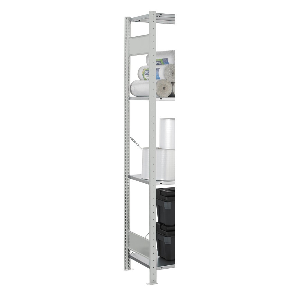 Número de imagen del producto 2: Bastidor con perfil en T MULTIplus para estantería de cargas pequeñas SCHULTE, gris claro, premontado, 2 limitadores de fondo, H x L 2.000 x 500 mm