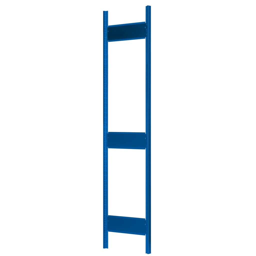 Bastidor con perfil en T MULTIplus para estantería de cargas pequeñas SCHULTE, azul genciana, premontado, 3 limitadores de fondo, H x L 2.500 x 300 mm Imagen del producto: Bastidor con perfil en T MULTIplus para estantería de cargas pequeñas SCHULTE, azul genciana, premontado, 3 limitadores de fondo, H x L 2.500 x 300 mm
