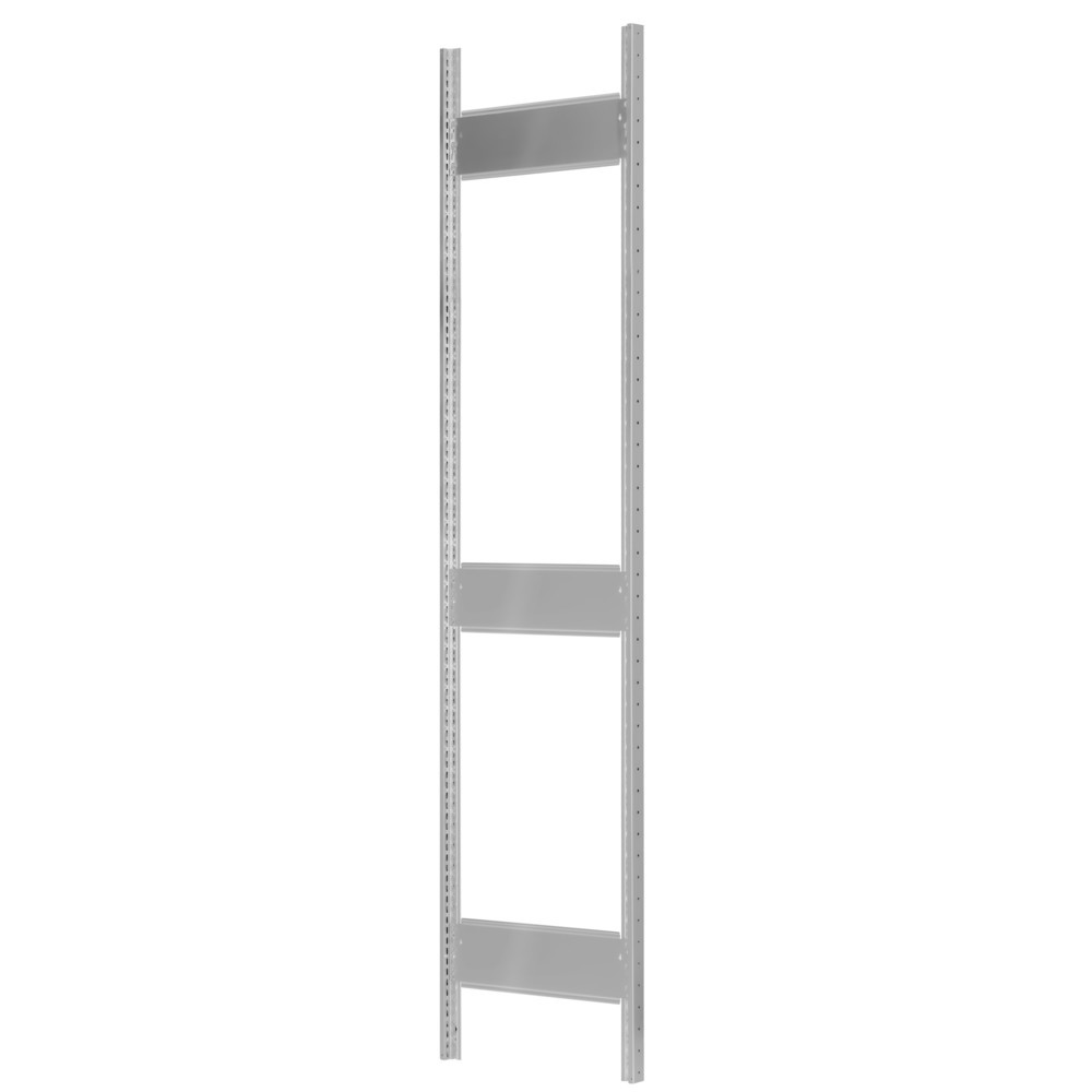 Imagen del producto: Bastidor con perfil en T MULTIplus para estantería de cargas pequeñas SCHULTE, gris claro, premontado, 3 limitadores de fondo, H x L 2.500 x 500 mm