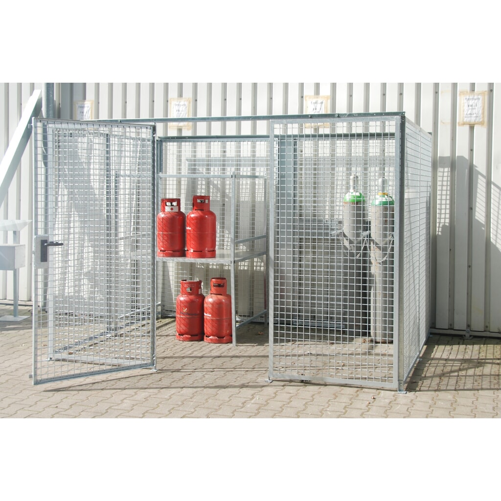 Número de imagen del producto 3: Bauer® bastidor para bombonas de gas TRGS 510 sin techo|tejadillo, 1 puerta, 104 botellas