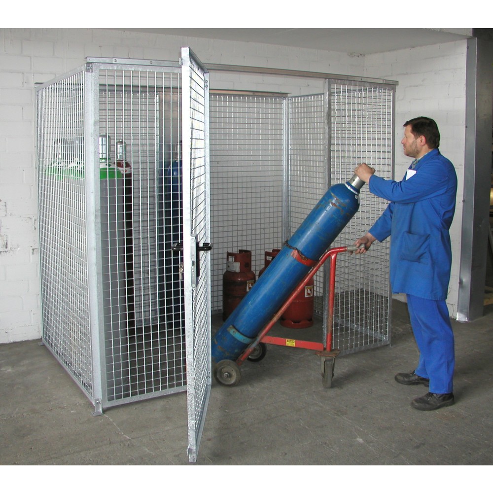 Número de imagen del producto 2: Bauer® bastidor para bombonas de gas TRGS 510 sin techo|tejadillo, 1 puerta, 60 botellas