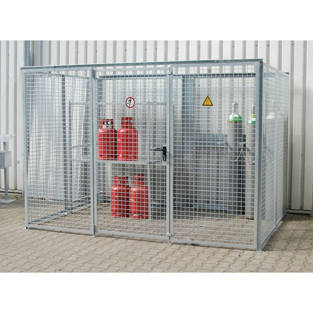 Número de imagen del producto 1: Bauer® bastidor para bombonas de gas TRGS 510 sin techo|tejadillo, 1 puerta, 104 botellas