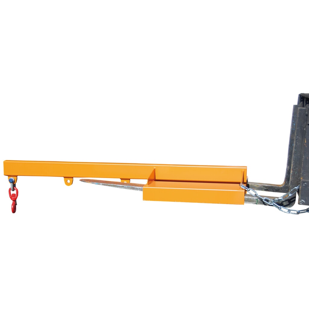 Brazo de grúa Bauer® modelo 1, versión rígida, 3 posiciones de gancho, longitud base 1.600 mm, capacidad de carga 1.000 kg, amarillo anaranjado Imagen del producto: Brazo de grúa Bauer® modelo 1, versión rígida, 3 posiciones de gancho, longitud base 1.600 mm, capacidad de carga 1.000 kg, amarillo anaranjado