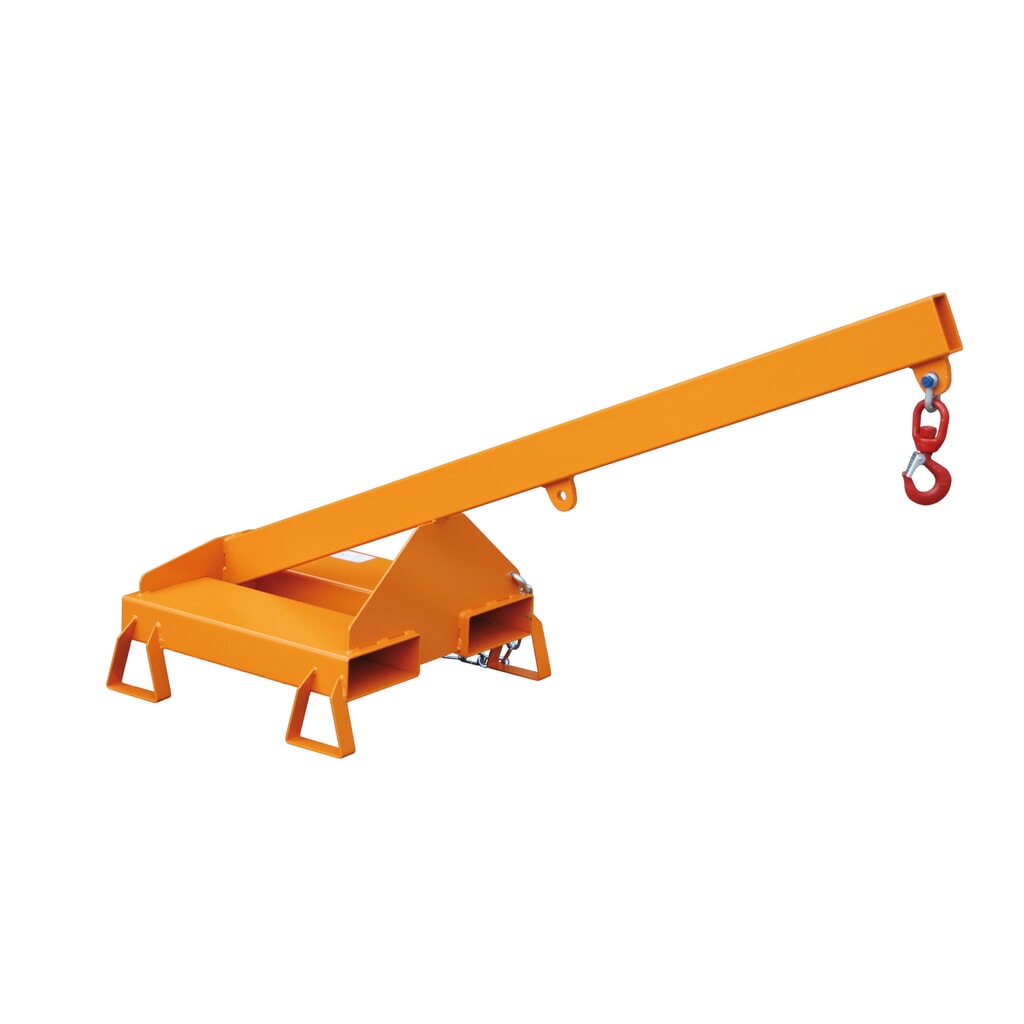 Imagen del producto: Bauer® brazo de grúa modelo 2, versión rígida, 2 posiciones de gancho, longitud base 1.600 mm, capacidad de carga 1.000 kg, amarillo anaranjado