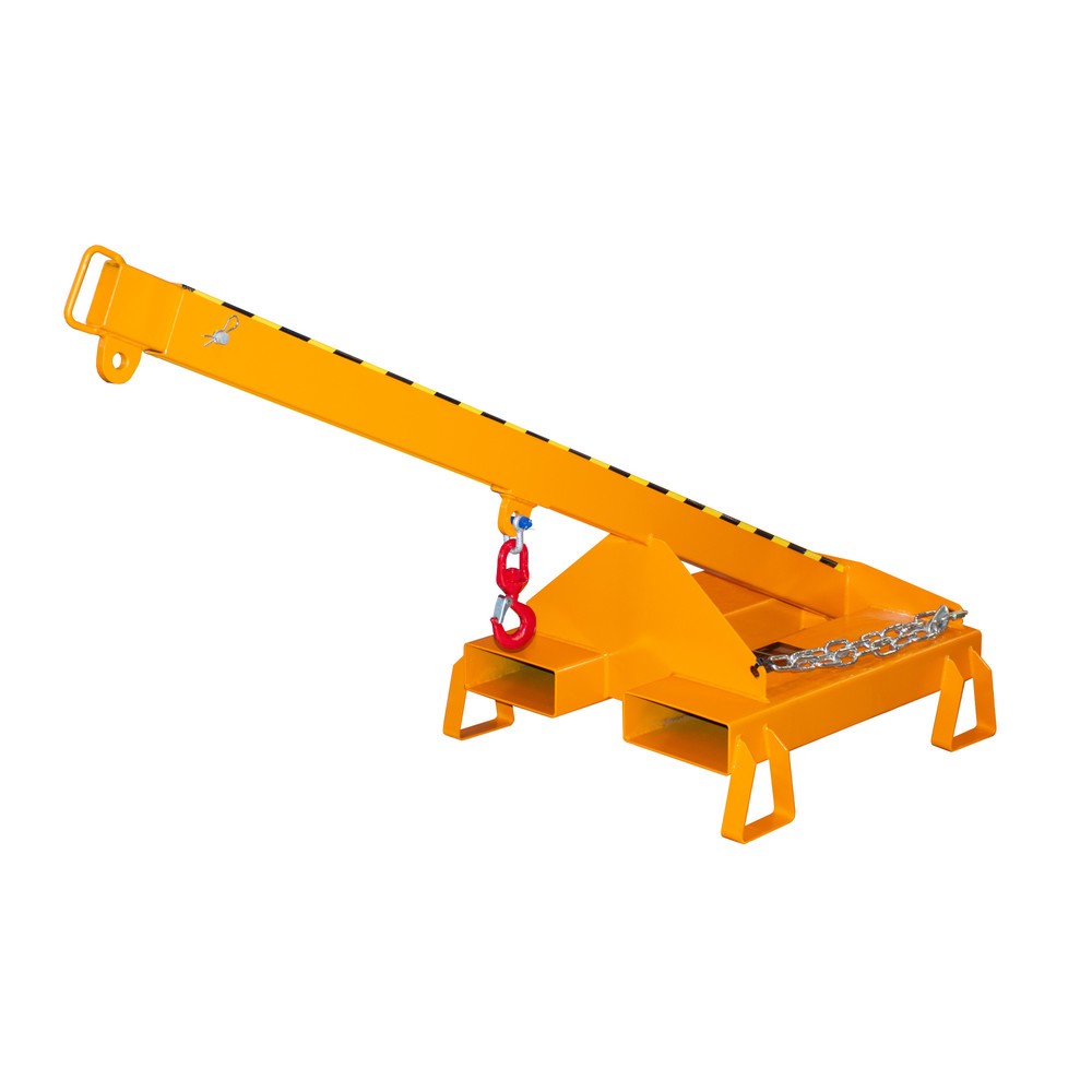 Número de imagen del producto 3: Bauer® Brazo de carga modelo 3, telescópico, 2 posiciones de gancho, longitud base 1.600 mm, c.c. 1.000 kg, amarillo anaranjado