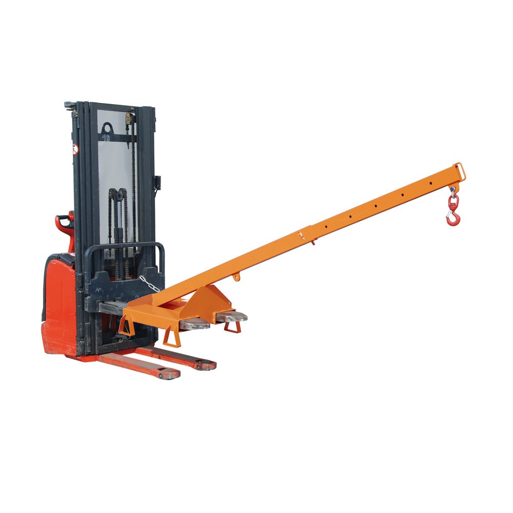 Número de imagen del producto 4: Bauer® Brazo de carga modelo 3, telescópico, 2 posiciones de gancho, longitud base 1.600 mm, c.c. 1.000 kg, amarillo anaranjado