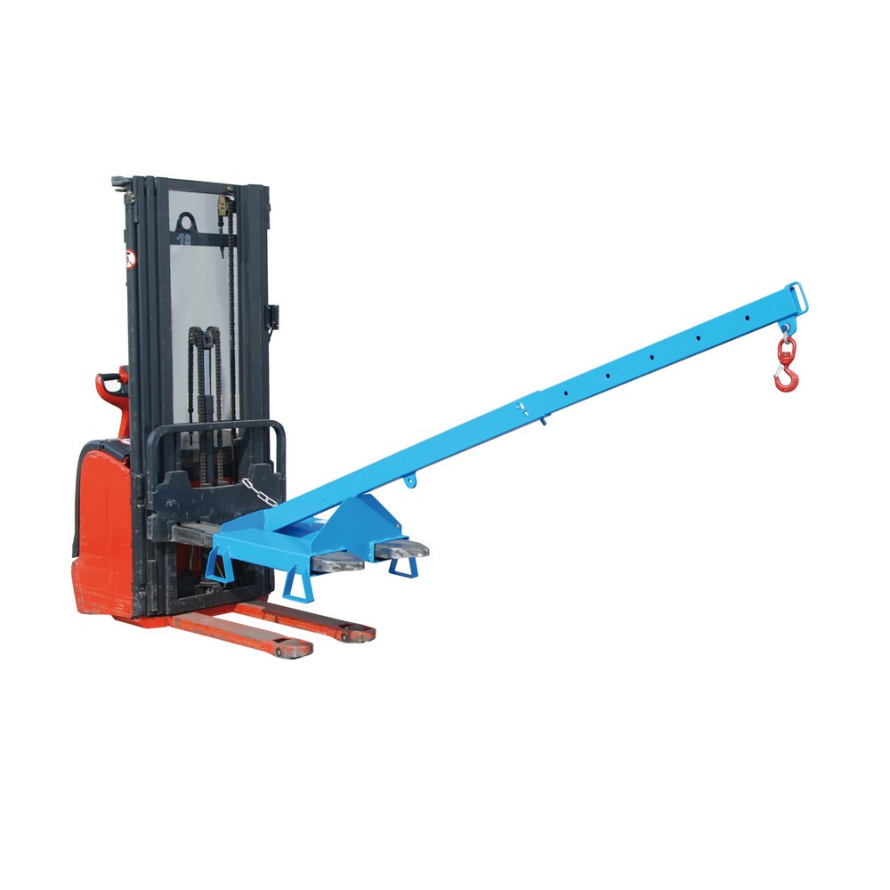 Número de imagen del producto 5: Bauer® Brazo de carga modelo 3, telescópico, 2 posiciones de gancho, longitud base 1.600 mm, c.c. 1.000 kg, azul celeste
