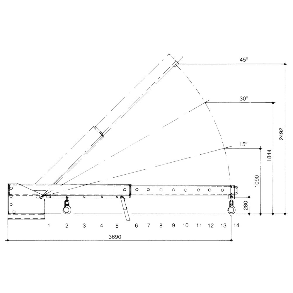 Número de imagen del producto 3: Bauer® Cargador telescópico modelo 1, alcance hasta 3.690 mm, c.c. hasta 2.500 kg, amarillo anaranjado