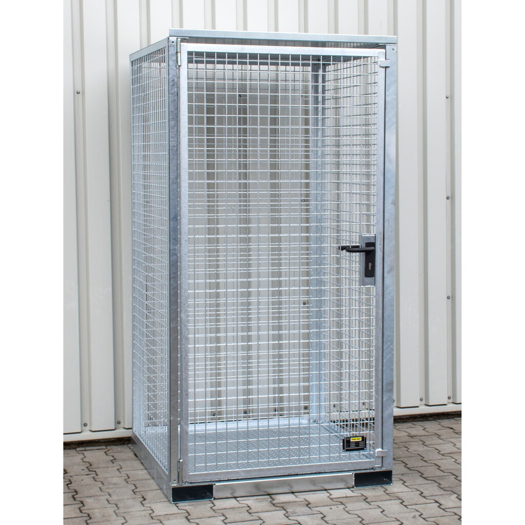 Bauer® Contenedor de bombonas de gas con huecos para apilador, máx. 16 bombonas, fondo de rejilla Imagen del producto: Bauer® Contenedor de bombonas de gas con huecos para apilador, máx. 16 bombonas, fondo de rejilla