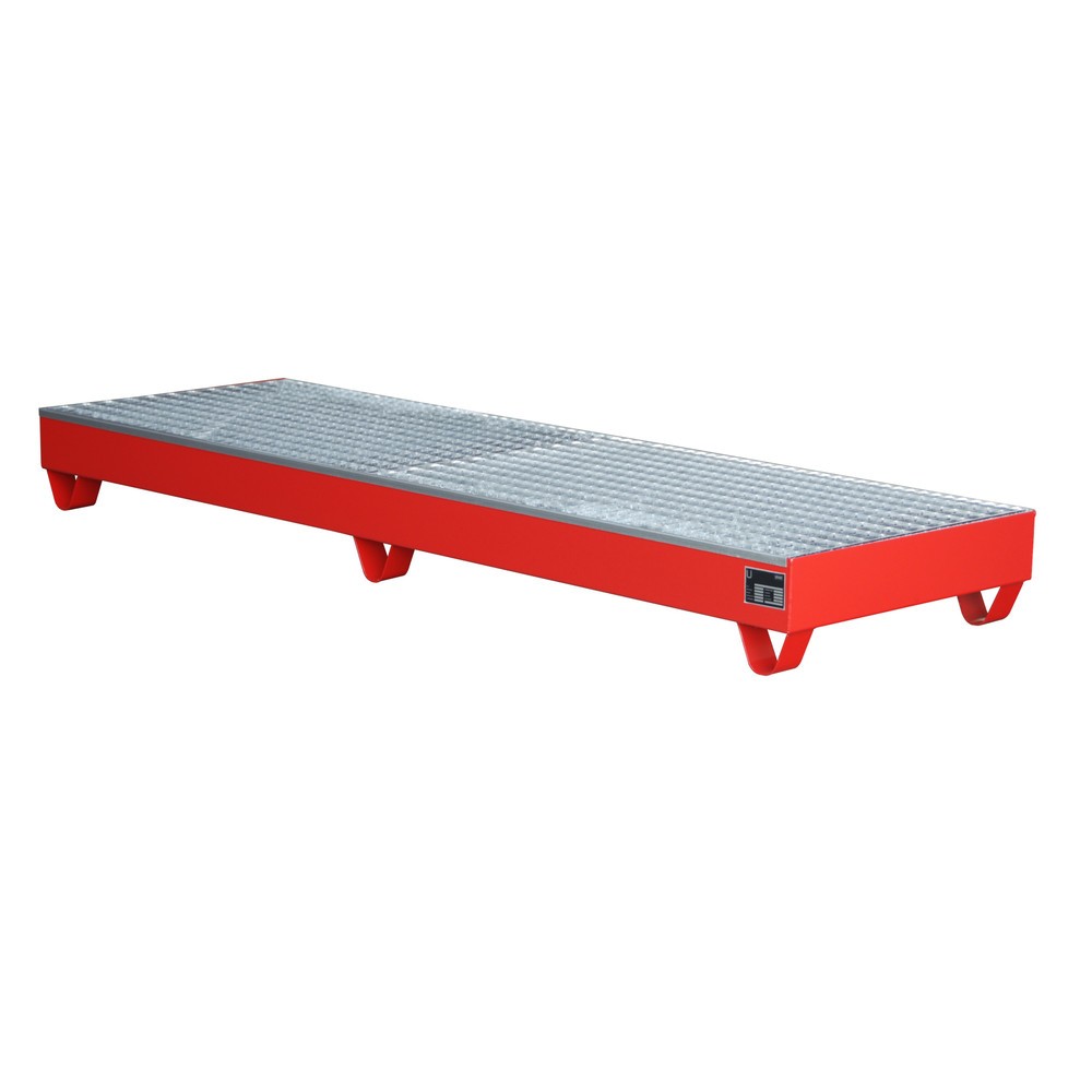 Número de imagen del producto 2: Bauer® Cuba de contención de acero, H x A x F 250 x 800 x 2.400 mm, con rejilla, 4 x 200 l, rojo fuego
