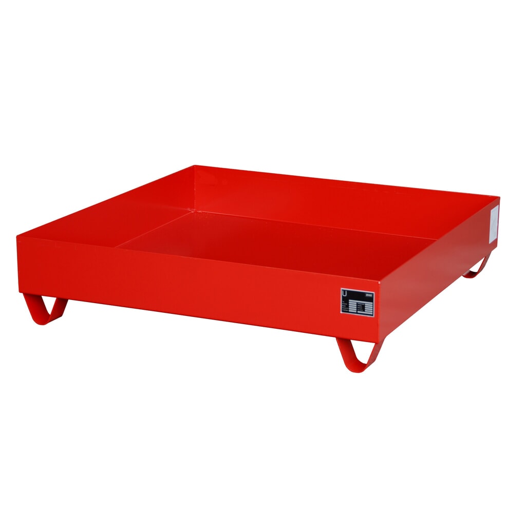 Imagen del producto: Bauer® cubeta de retención de acero, altura libre para carretilla 100 mm, Al x An x F 285 x 1.200 x 1.200 mm, sin rejilla galvanizada, 4 x 200 l, rojo fuego