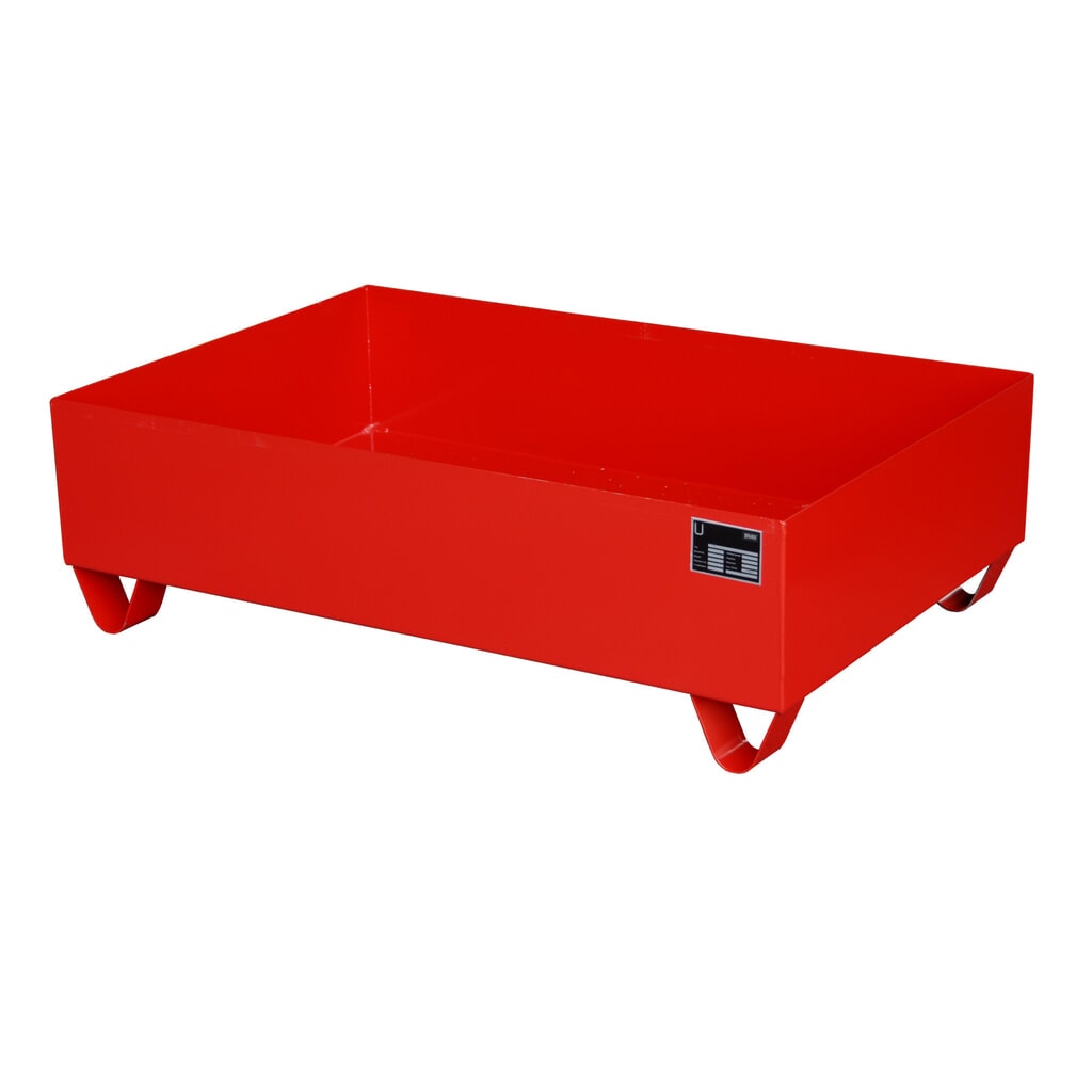 Bauer® cubeta de retención de acero, altura libre para carretilla 100 mm, Al x An x F 360 x 1.200 x 800 mm, sin rejilla galvanizada, 2 x 200 l, rojo fuego Imagen del producto: Bauer® cubeta de retención de acero, altura libre para carretilla 100 mm, Al x An x F 360 x 1.200 x 800 mm, sin rejilla galvanizada, 2 x 200 l, rojo fuego