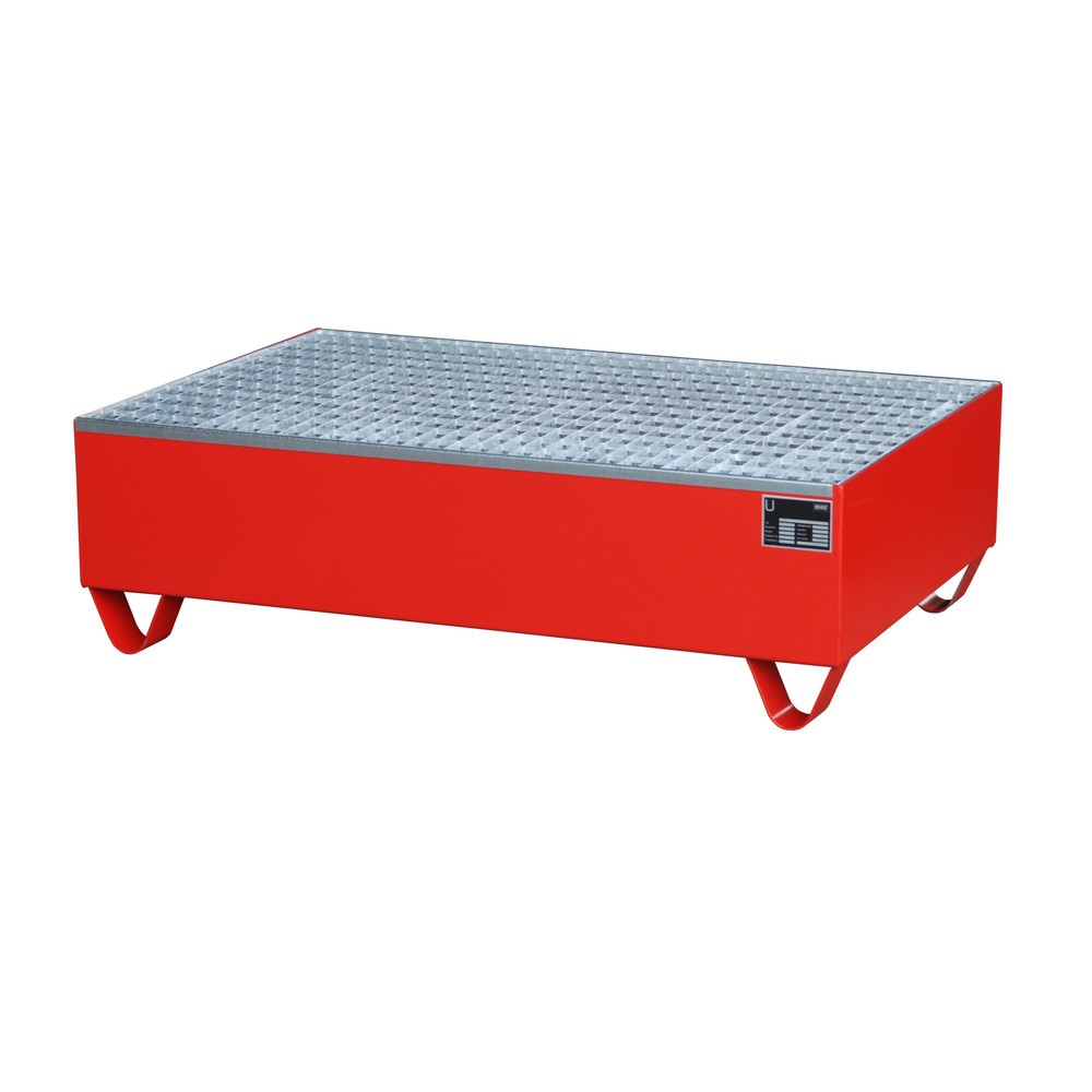 Imagen del producto: Bauer® Cuba de contención de acero, H x A x F 360 x 800 x 1.200 mm, con rejilla, 2 x 200 l, rojo fuego