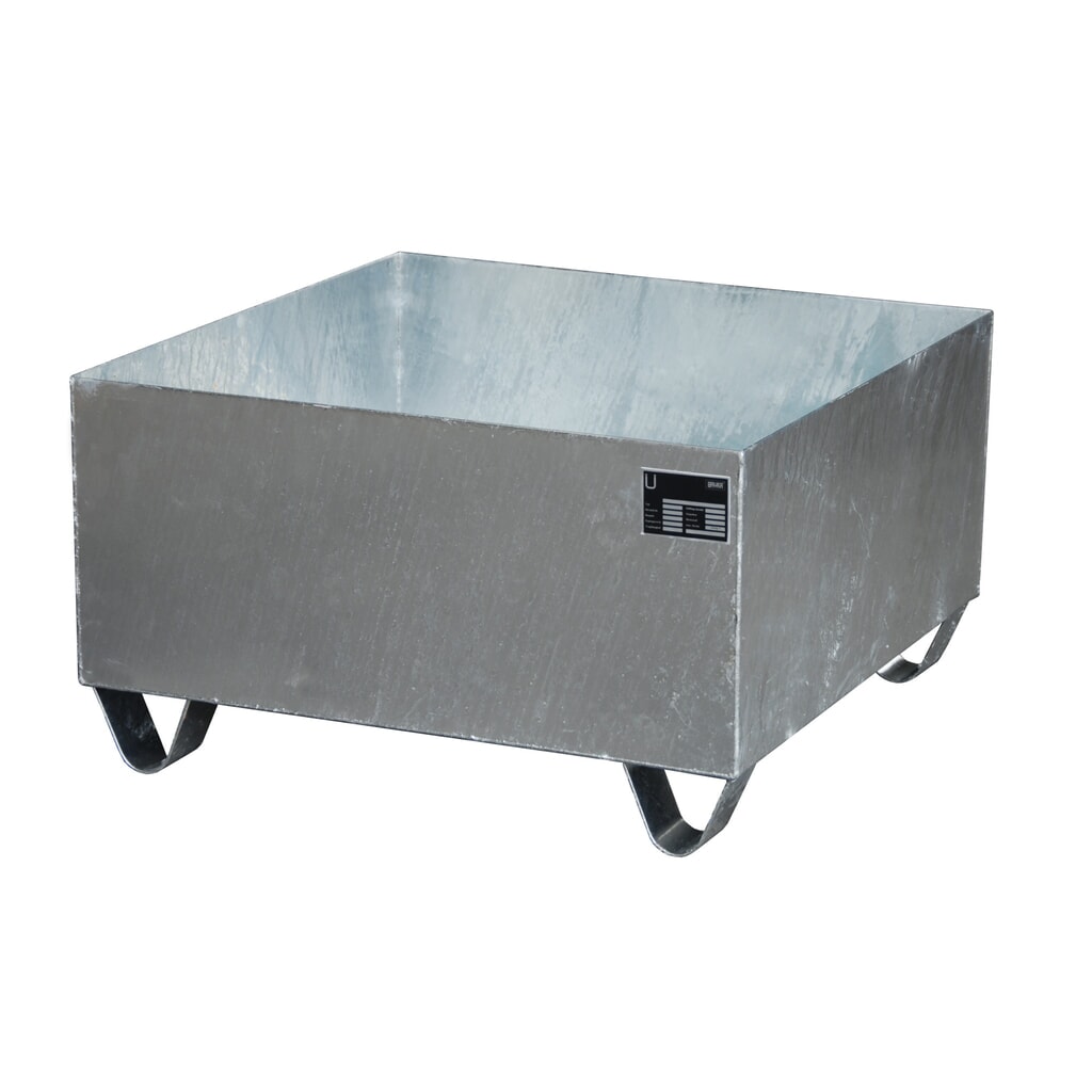 Imagen del producto: Bauer® cubeta de retención de acero, altura libre para carretilla 100 mm, Al x An x F 465 x 800 x 800 mm, sin rejilla galvanizada, 1 x 200 l, galvanizado en caliente