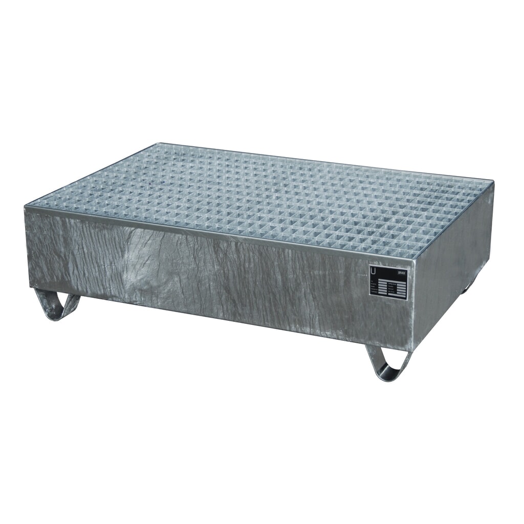 Imagen del producto: Bauer® cubeta de retención de acero, altura libre para carretilla 100 mm, Al x An x F 360 x 1.200 x 800 mm, incl. rejilla galvanizada, 2 x 200 l, galvanizado en caliente