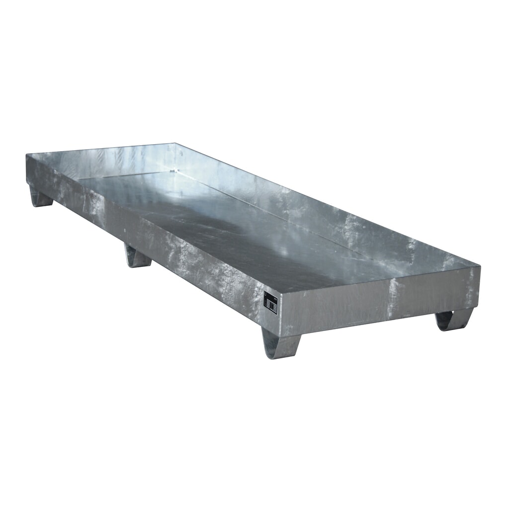 Bauer® cubeta de retención de acero, altura libre para carretilla 100 mm, Al x An x F 250 x 2.400 x 800 mm, sin rejilla galvanizada, 4 x 200 l, galvanizado en caliente Imagen del producto: Bauer® cubeta de retención de acero, altura libre para carretilla 100 mm, Al x An x F 250 x 2.400 x 800 mm, sin rejilla galvanizada, 4 x 200 l, galvanizado en caliente