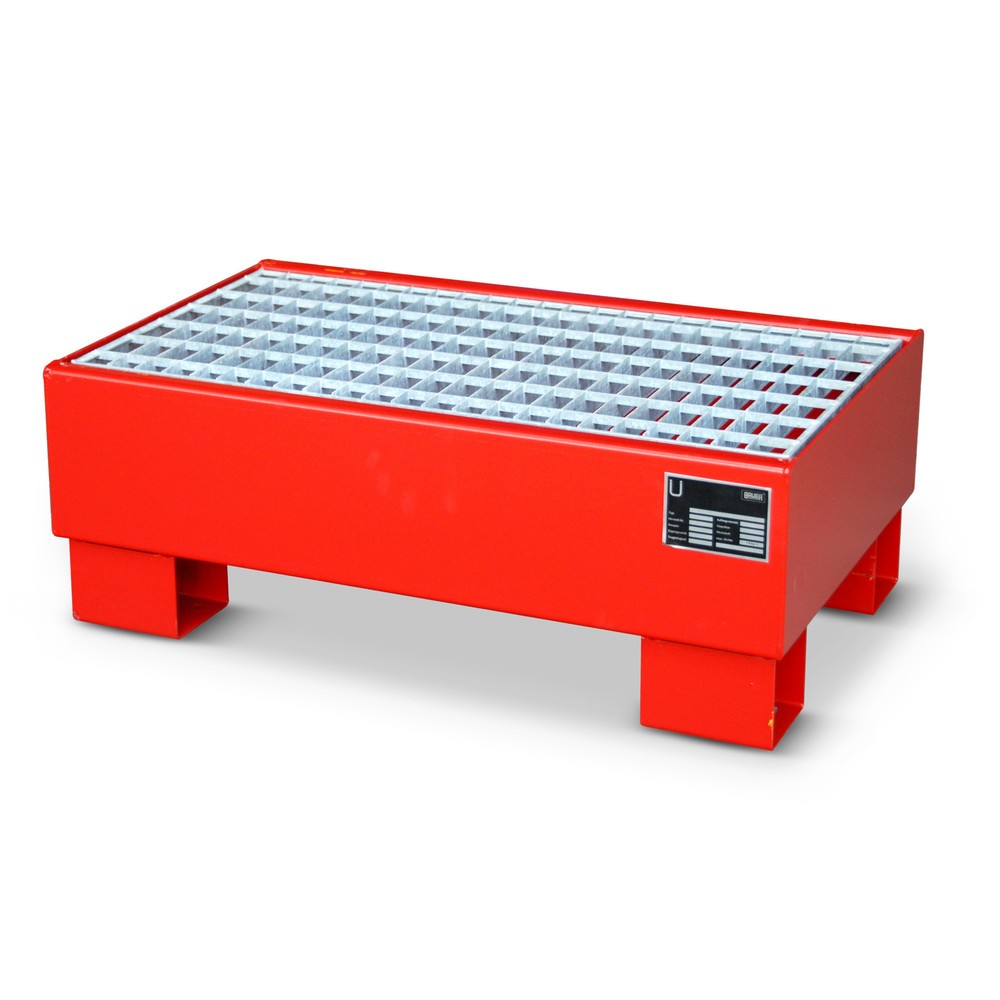 Imagen del producto: Bauer® Cuba de contención de acero, 2 x 60 l, capacidad 61 l, con rejilla, rojo fuego
