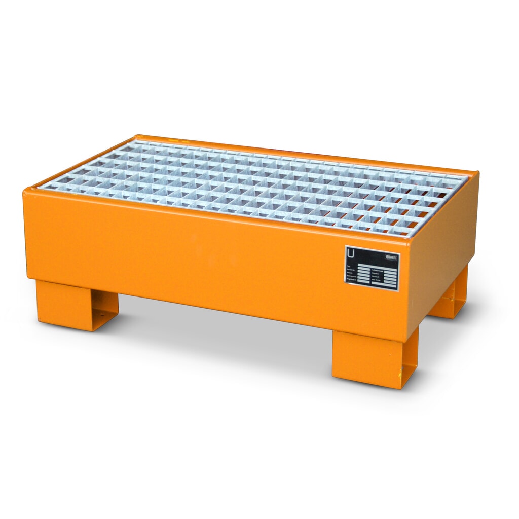 Bauer® cubeta de retención de acero, para 2 barriles de 60 litros, capacidad 61 l, con rejilla galvanizada, color amarillo anaranjado Imagen del producto: Bauer® cubeta de retención de acero, para 2 barriles de 60 litros, capacidad 61 l, con rejilla galvanizada, color amarillo anaranjado