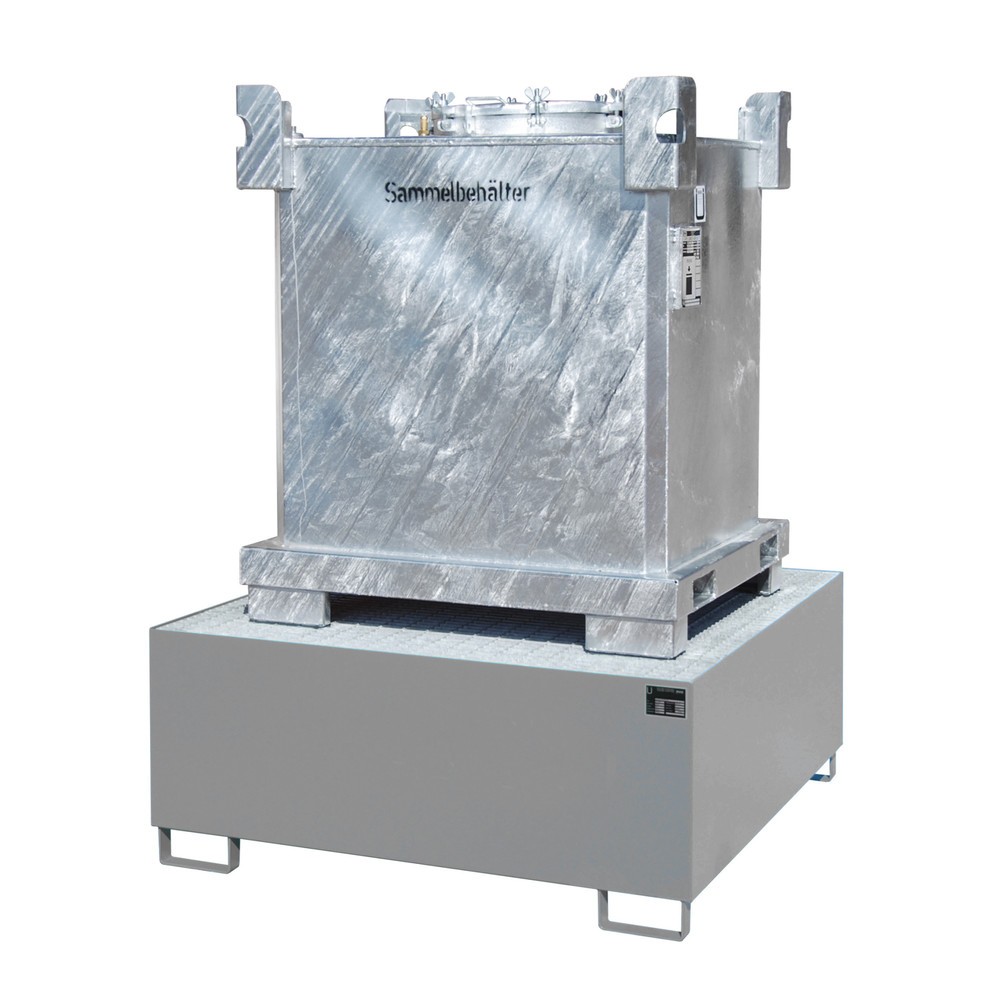 Número de imagen del producto 2: Bauer® Cuba de contención de acero para 1x KTC/IBC (contenedores cisterna cúbicos /a granel), gris marengo