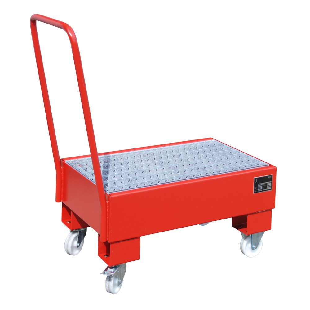 Número de imagen del producto 2: Bauer® Cuba de contención con ruedas, incl. 2 soportes para barriles de 60 l verticales, capacidad 61 l, rojo fuego
