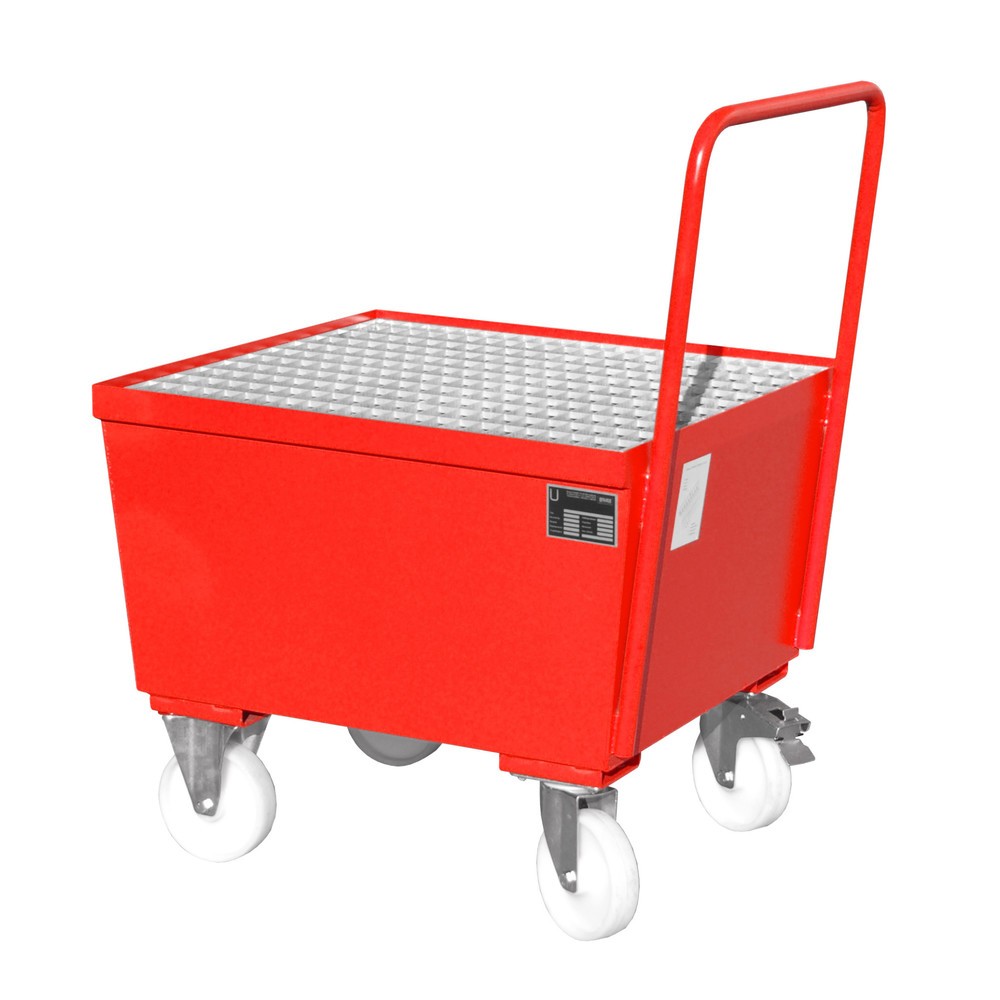 Imagen del producto: Bauer® Cuba de contención con ruedas, incl. 1 soporte para barriles de 200 l vertical, capacidad 215 l, rojo fuego