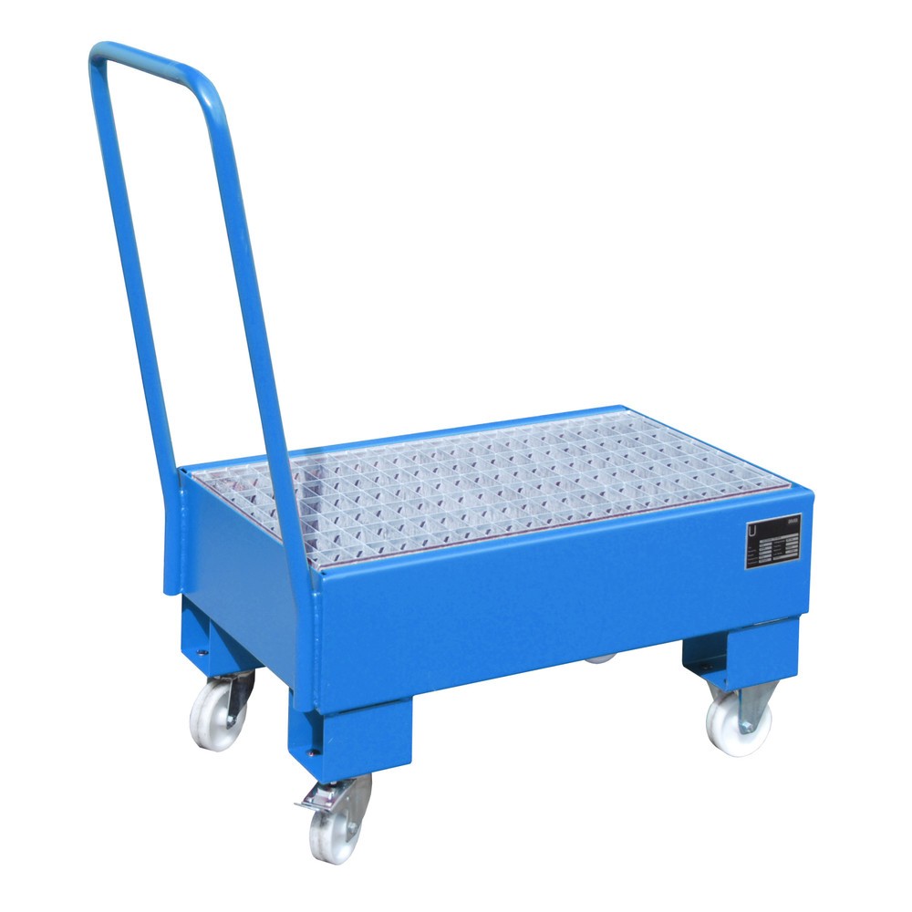 Número de imagen del producto 1: Bauer® Cuba de contención con ruedas, incl. 2 soportes para barriles de 60 l verticales, capacidad 61 l, azul claro