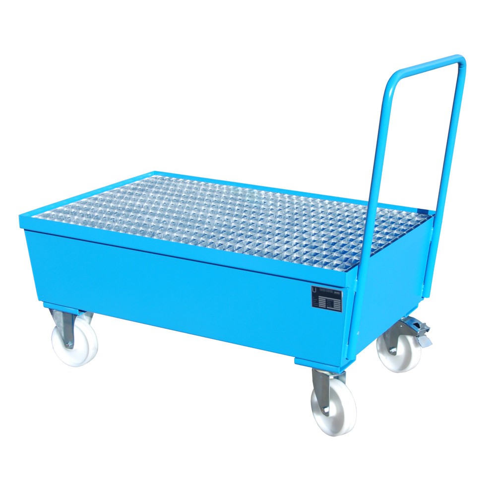 Número de imagen del producto 3: Bauer® Cuba de contención con ruedas, incl. 2 soportes para barriles de 200 l verticales, capacidad 225 l, azul claro