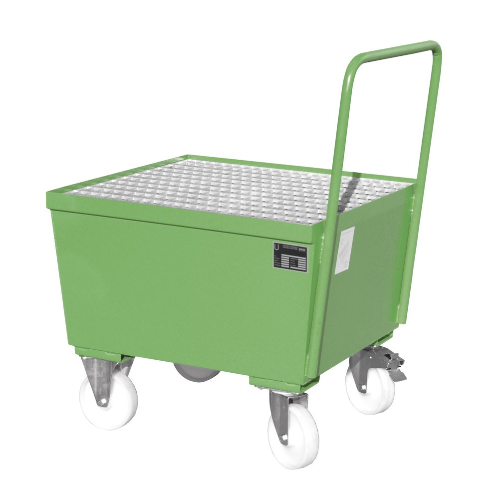 Imagen del producto: Bauer® Cuba de contención con ruedas, incl. 1 soporte para barriles de 200 l vertical, capacidad 215 l, verde reseda