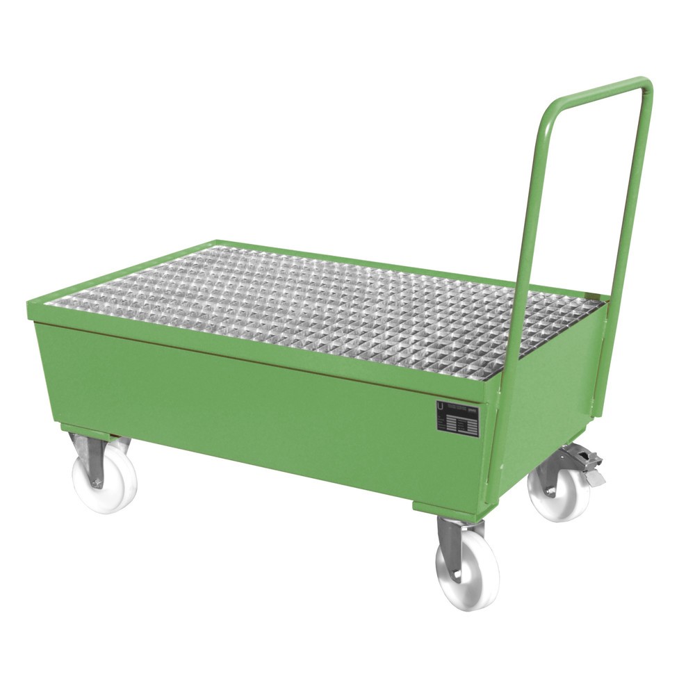 Número de imagen del producto 2: Bauer® Cuba de contención con ruedas, incl. 2 soportes para barriles de 200 l verticales, capacidad 225 l, verde reseda