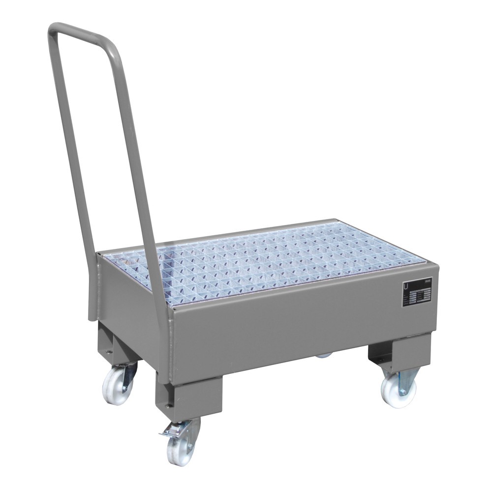 Número de imagen del producto 1: Bauer® Cuba de contención con ruedas, incl. 2 soportes para barriles de 60 l verticales, capacidad 61 l, gris marengo