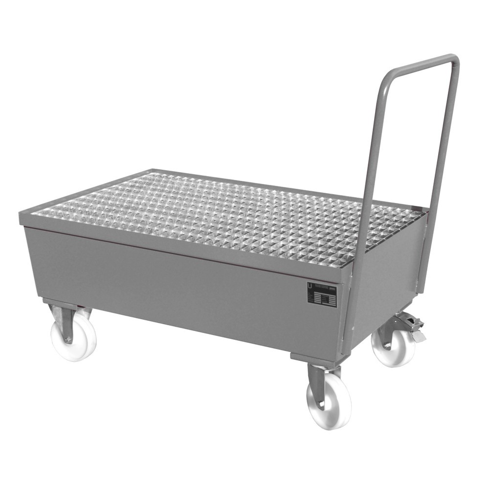 Imagen del producto: Bauer® Cuba de contención con ruedas, incl. 2 soportes para barriles de 200 l verticales, capacidad 225 l, gris marengo