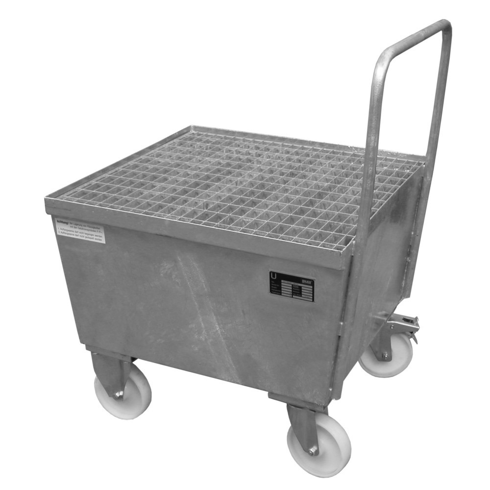 Imagen del producto: Bauer® Cuba de contención con ruedas, incl. 1 soporte para barriles de 200 l vertical, capacidad 215 l, galvanizada en caliente