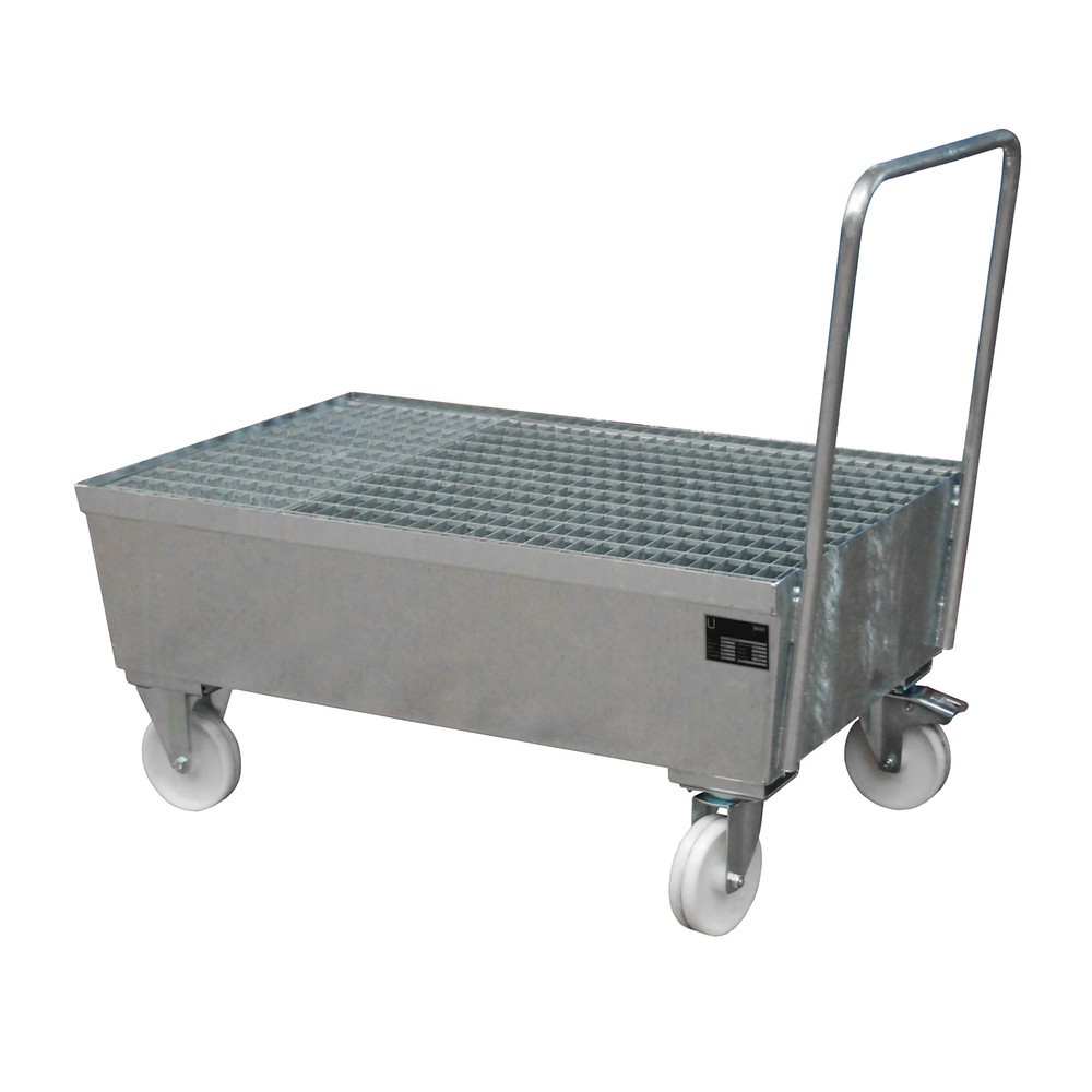 Imagen del producto: Bauer® Cuba de contención con ruedas, incl. 2 soportes para barriles de 200 l verticales, capacidad 225 l, galvanizada en caliente